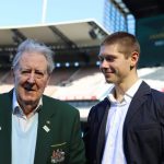 James Bob Joyce, 1956 Olympian, back at the MCG with his grandson, recalling the time of his Olympics hurdles race.